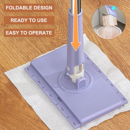QuickClean Mop with Disposable Cloths & Folding Head | Effortless Floor Care for Wood, Laminate & Tile | Lightweight & Sanitary