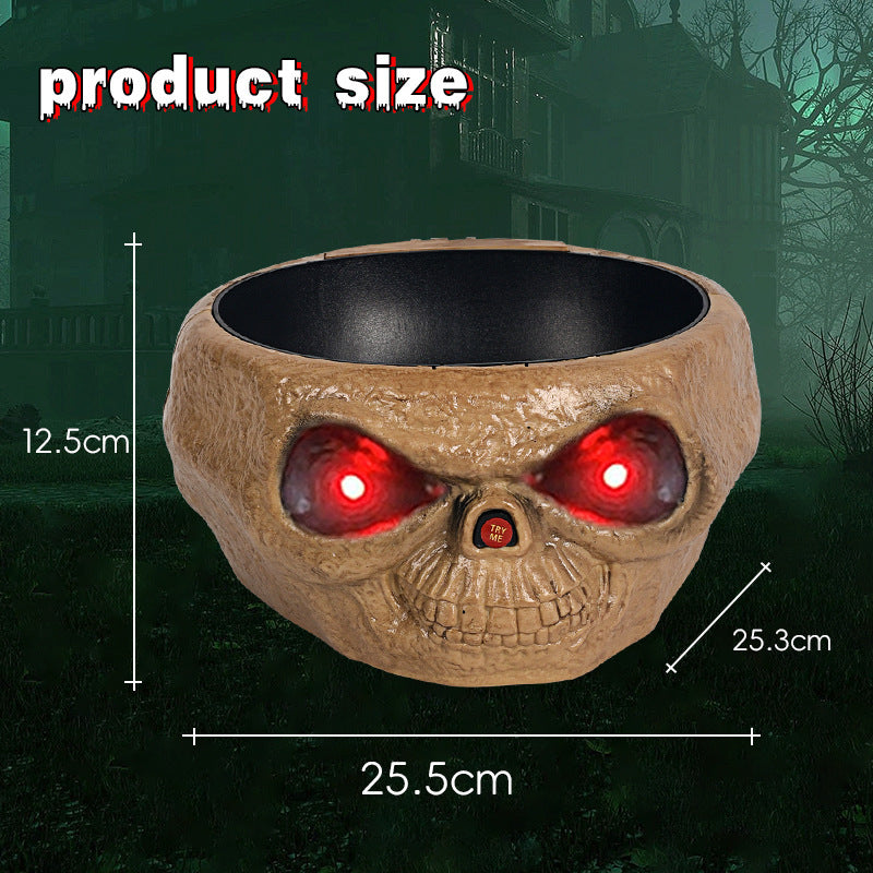 Halloween Motion Sensor Candy Bowl – Pumpkin Design with Skeleton Hand and Red Lights