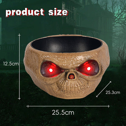 Halloween Motion Sensor Candy Bowl – Pumpkin Design with Skeleton Hand and Red Lights
