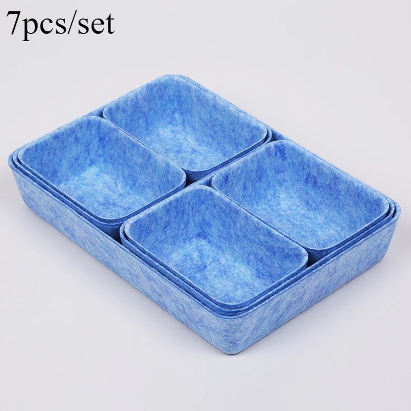 Felt Storage Boxes Set of 7 | Versatile Organizer for Office & Desk
