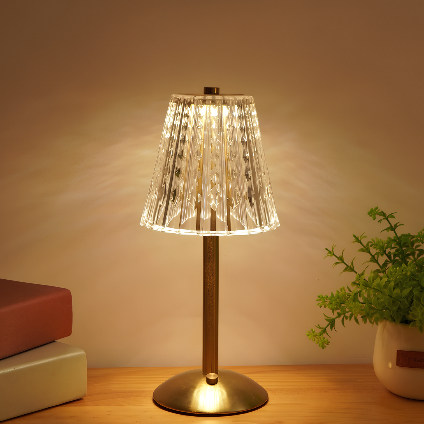 Touch-Controlled Crystal Table Lamp – Cordless and Rechargeable