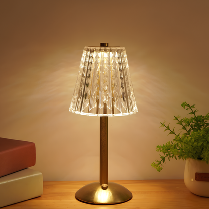 Touch-Controlled Crystal Table Lamp – Cordless and Rechargeable