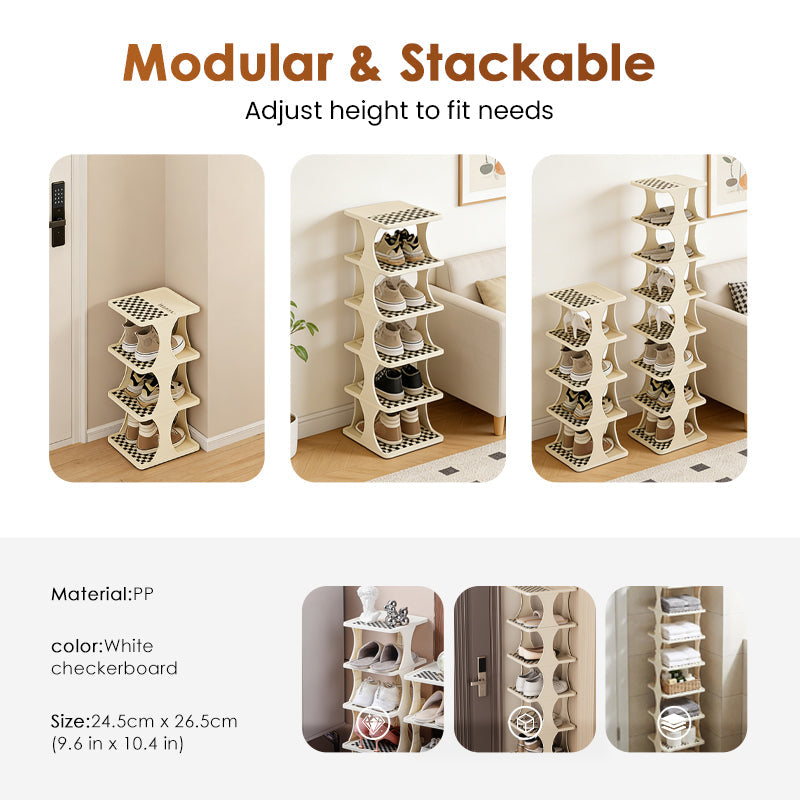 Stackable Vertical Shoe Rack for Instant Clear Floors