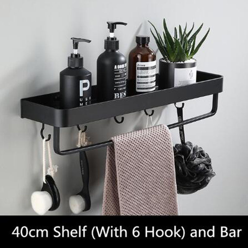 Black Aluminum Wall Shelf for Space Saving Storage