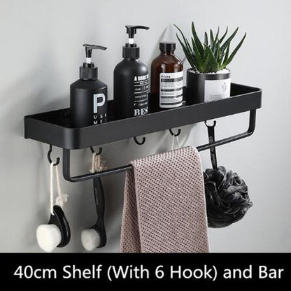 Black Aluminum Wall Shelf for Space Saving Storage
