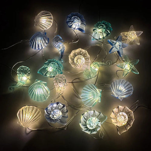 2m LED String Lights with Nautical Designs | 20 Lights | Sea Stars, Shells & Sea Creatures | Battery Operated Decoration for Kids’ Rooms, Birthdays & Weddings