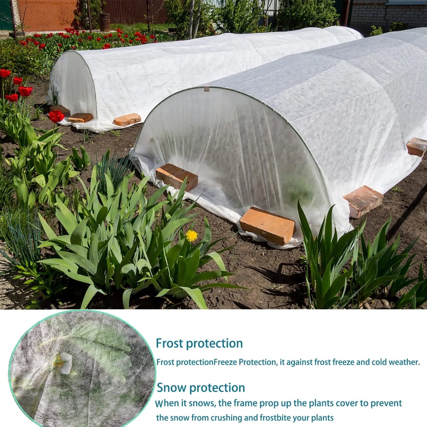 White Plant Protection Fabric - Frost and Insect Barrier, Light-Transmitting