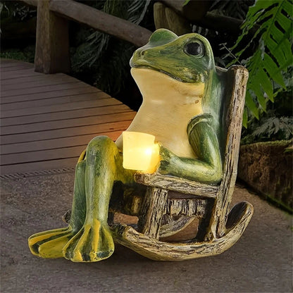 Solar-Powered Mini Frog Garden Sculpture | Weatherproof | Indoor and Outdoor Use