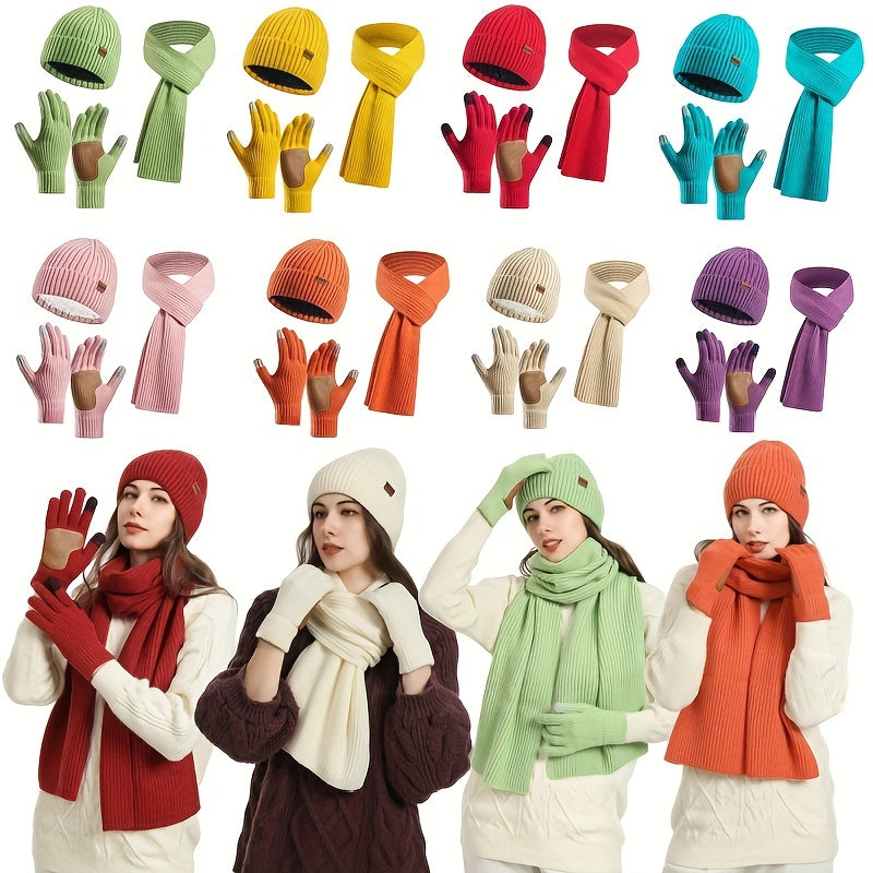 Unisex Winter Comfort Set – Knitted Beanie, Scarf, and Gloves