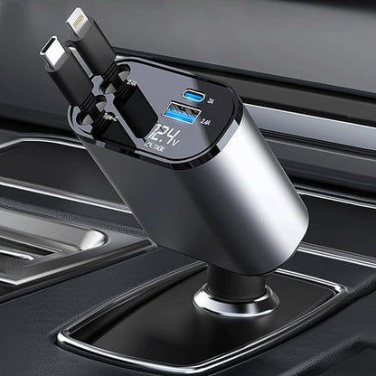 Retractable Cable Car Charger – 4 Functions