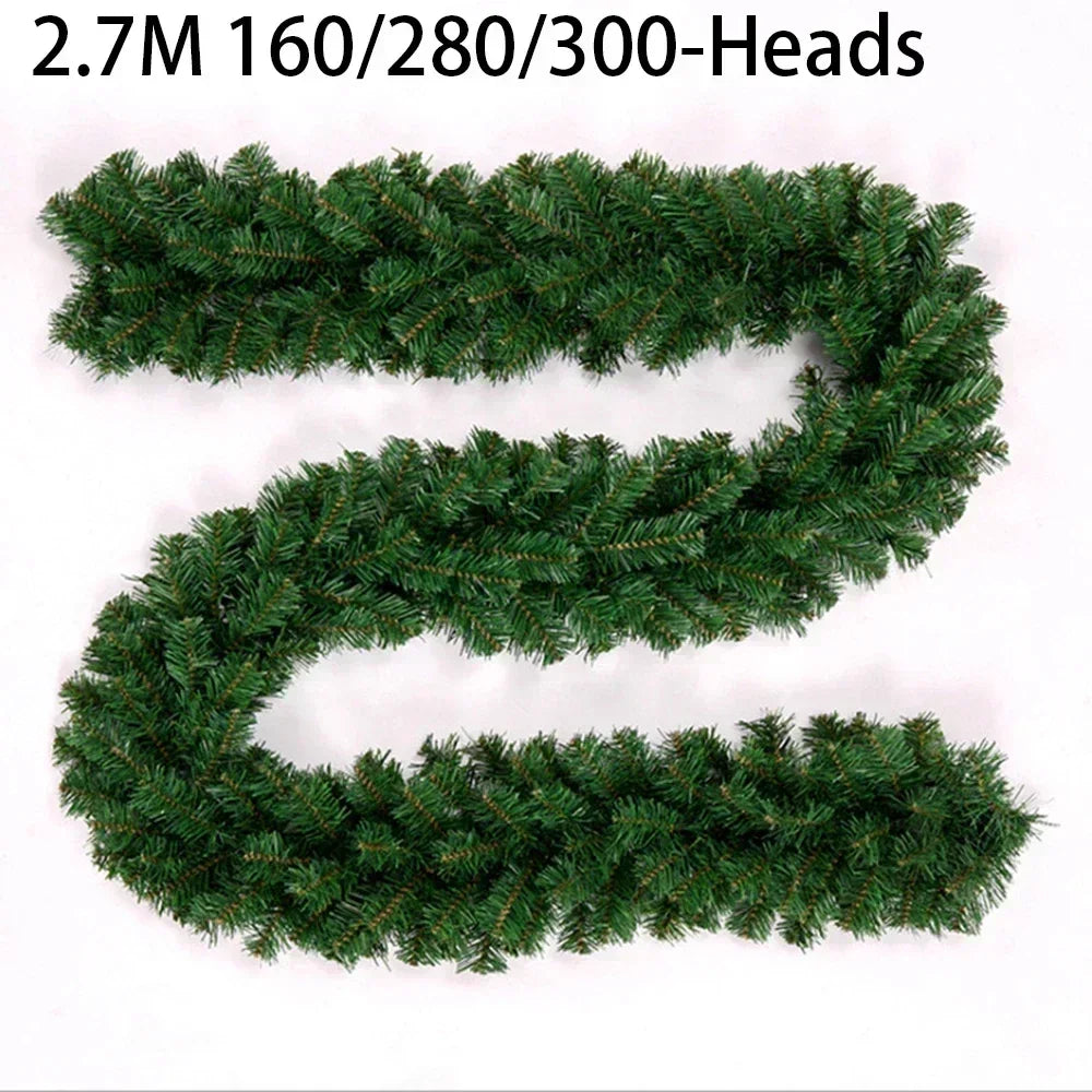 Artificial Pine Garland for Holidays | 2.7 m Thick PVC Christmas Décor for Stairs, Fireplace & Windows