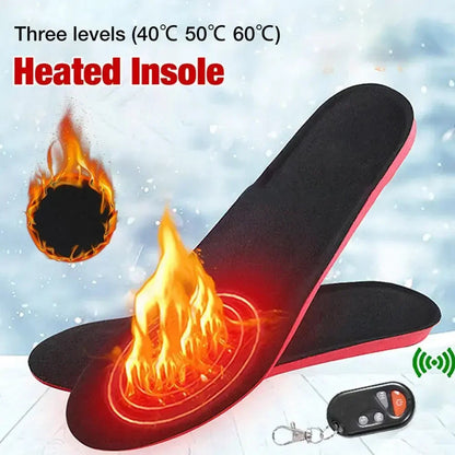 Rechargeable Heated Insoles with Remote Control | 3 Adjustable Heat Levels | Customizable Size | Electric Foot Warmers for Outdoor and Winter Use