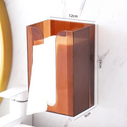 Wall-Mounted Tissue Dispenser Box | Clear Acrylic Handkerchief Holder | Bathroom & Living Area Paper Towel Rack | Functional & Modern