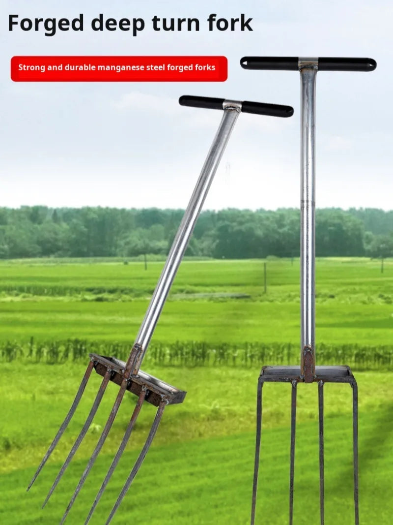 4-Prong Garden Fork | Hand Tool Made of Manganese Steel | Soil Loosening & Weed Removal | Agriculture & Garden Care