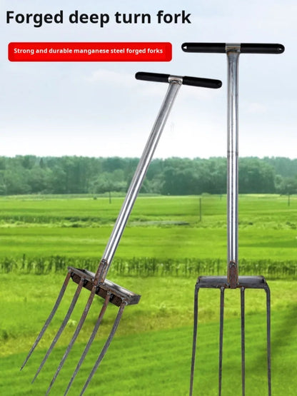 4-Prong Garden Fork | Hand Tool Made of Manganese Steel | Soil Loosening & Weed Removal | Agriculture & Garden Care