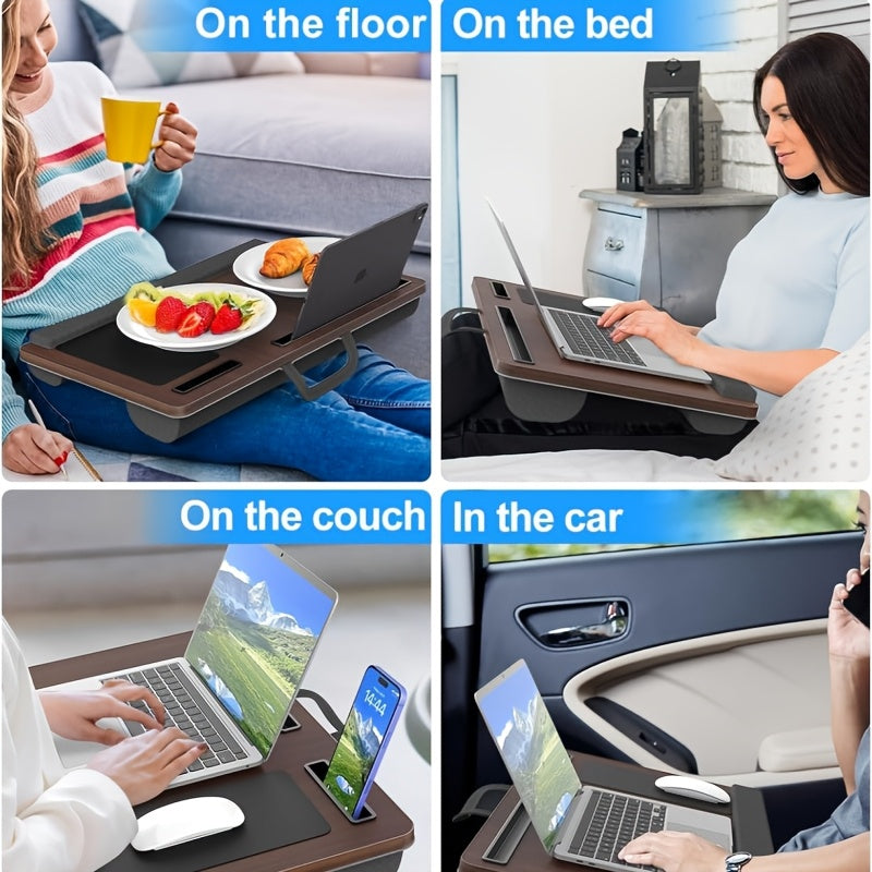 Ergonomic Laptop Stand with Wrist Support and Device Compartments