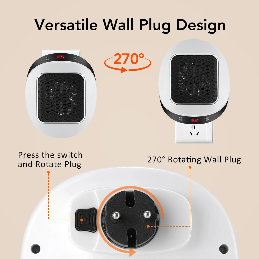Compact 600W Electric Wall Heater with Remote Control – Fast Heat in 3 Seconds