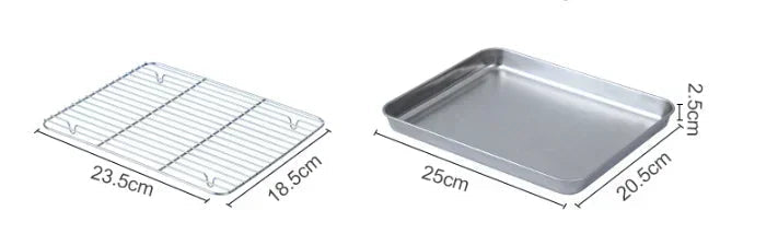 Stainless Steel Baking Tray with Wire Rack – Cake Baking, BBQ Pan, Oven Brownie Rack, Cooking, Roasting, and Grilling Tool