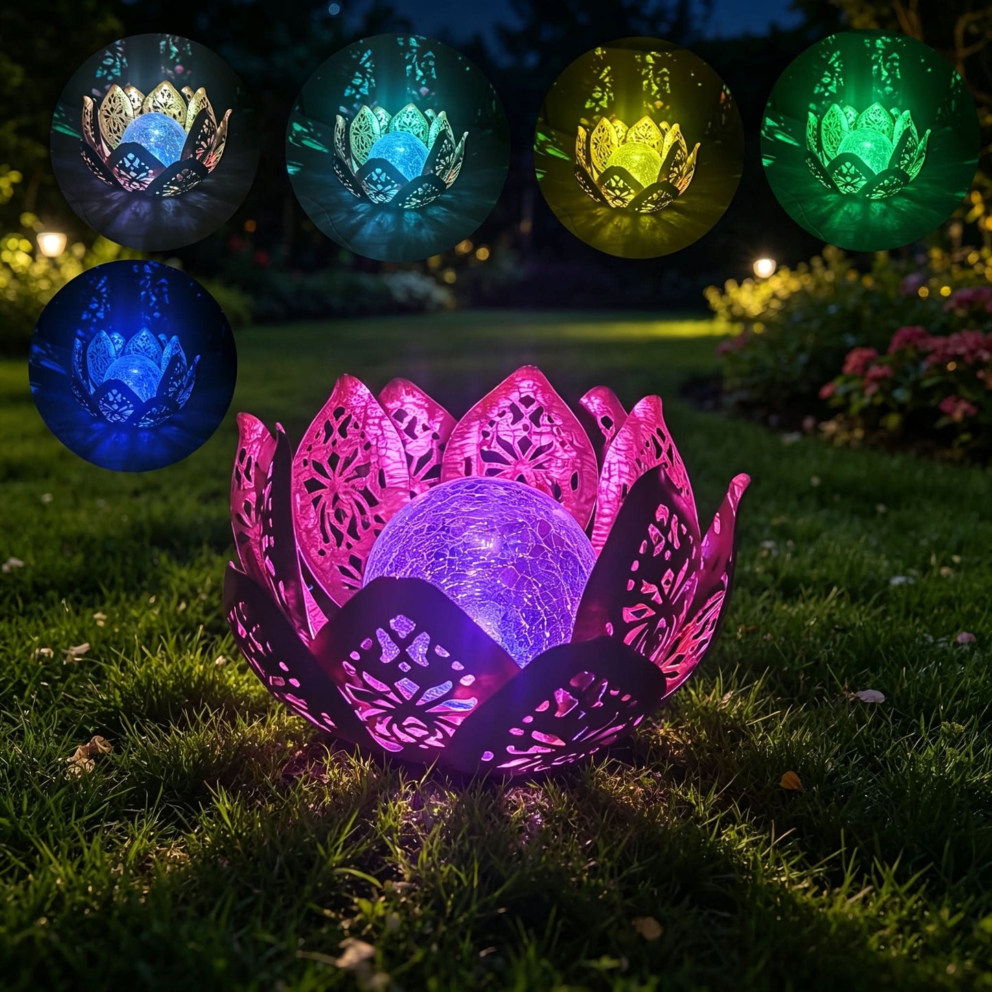 Solar Lotus Flower Table Lamp