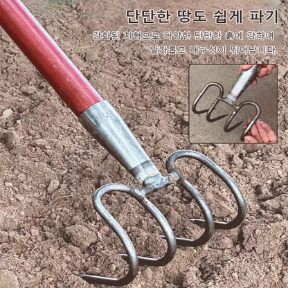 Garden Hand Rake | 5-Pronged Soil Loosener | Stainless Steel Tines with Wood Handle 14.5 x 11 cm
