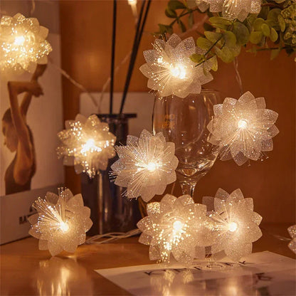 Fiber Optic LED Flower Fairy Lights | Battery-Operated Decorative Garland 2–3 m | Warm White & Multicolor