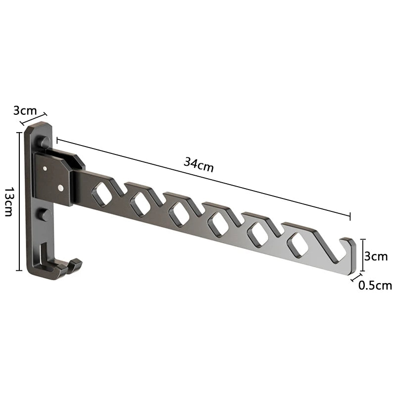 Wall-Mounted Clothes Dryer with 180° Swivel | Foldable | Aluminum 13 x 34 x 3 cm