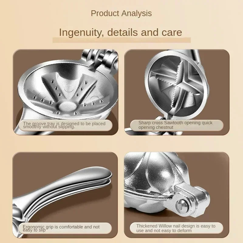 Stainless Steel Nut Cracker with Cross Blade and Shelling Aid