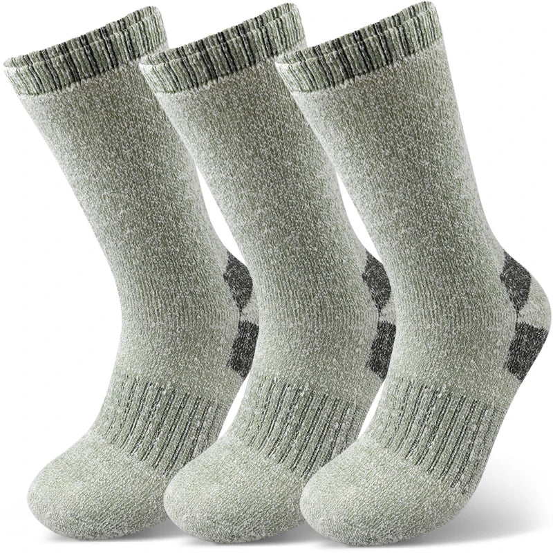 Men's Thermal Winter Socks - 3 Pairs, Thick Warm Wool, Mid-Length for Skiing & Outdoor Use