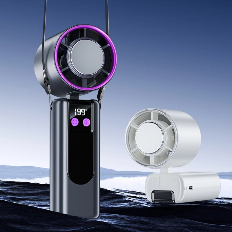 Handheld Fan with Cooling Function | Turbo Speed | USB Powered | Digital Display | 3 Speed Settings