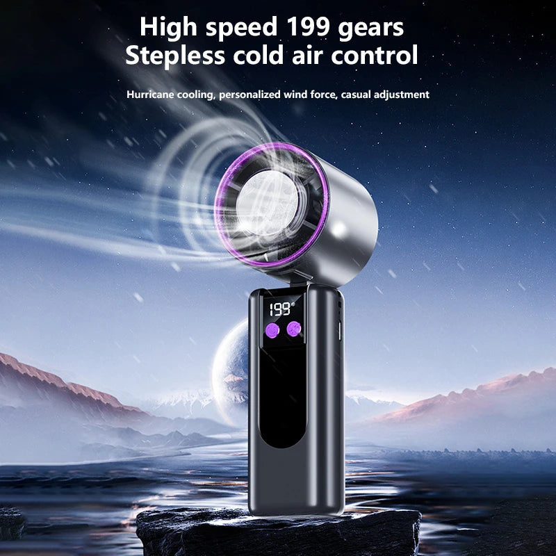 Handheld Fan with Cooling Function | Turbo Speed | USB Powered | Digital Display | 3 Speed Settings