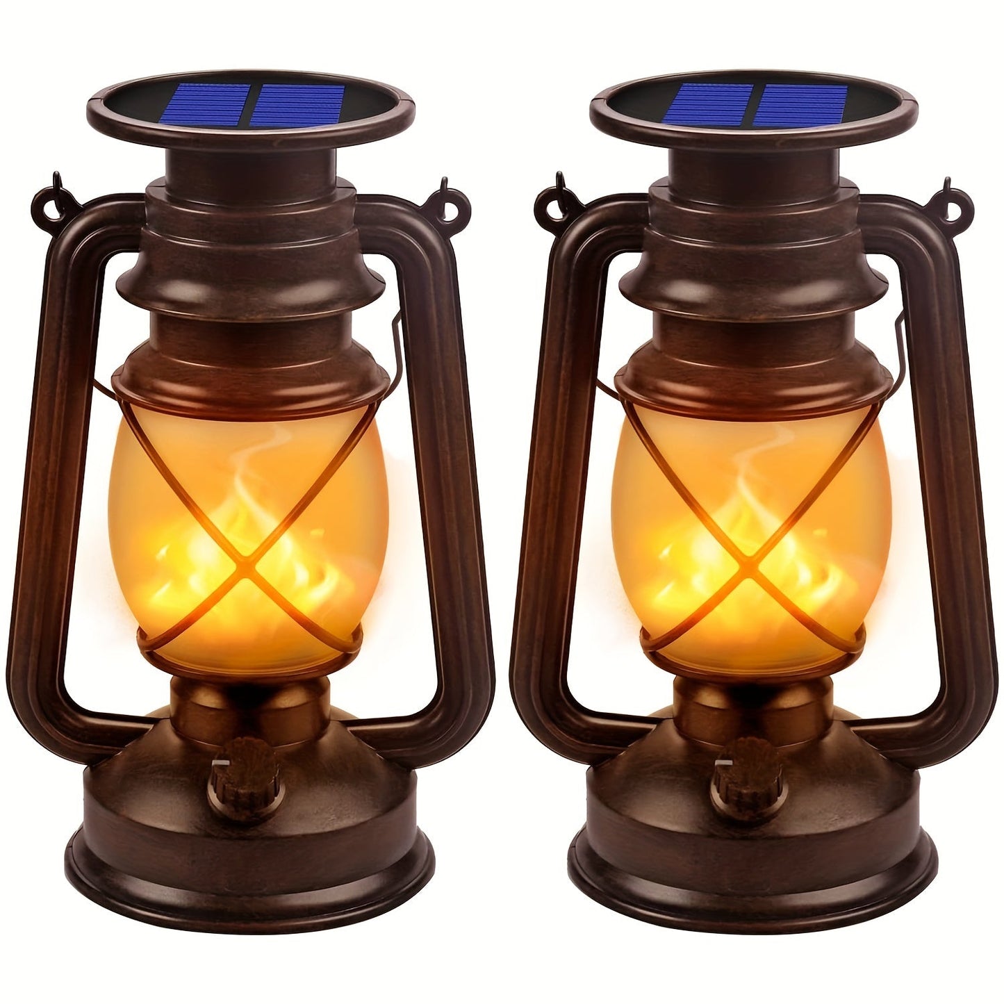 Solar-Powered Lanterns with Realistic Flame Effect | Metal & Plastic