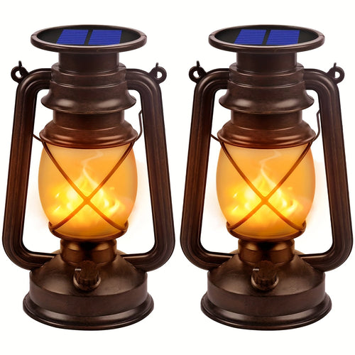 Solar-Powered Lanterns with Realistic Flame Effect | Metal & Plastic