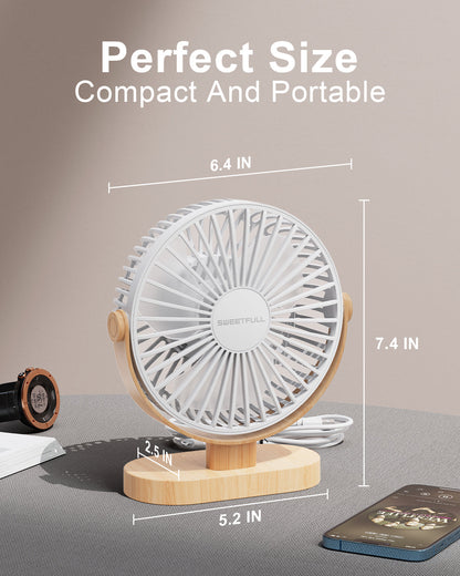 6.5 Inch Portable USB Desk Fan for Home, Office, Car, and Travel