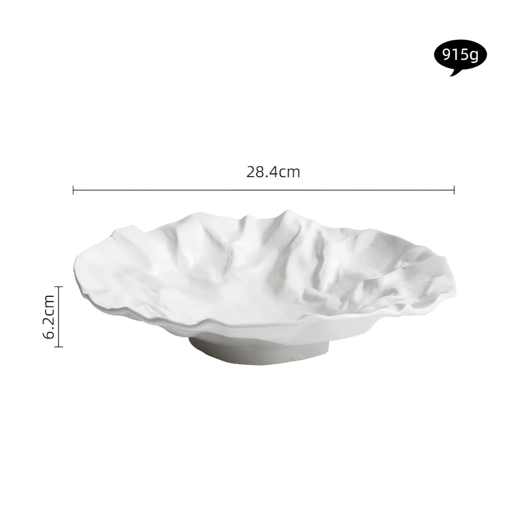 Handcrafted Ceramic Dinner Plate – Wrinkled Paper Design