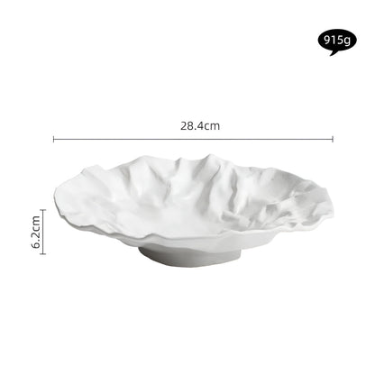 Handcrafted Ceramic Dinner Plate – Wrinkled Paper Design