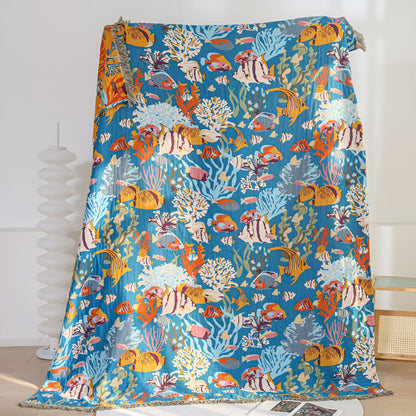 Ocean Breeze Cotton Throw for Year-Round Enjoyment