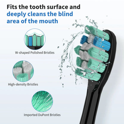 Deep Clean Sonic Toothbrush with 37,200 Vibrations/min | 5 Modes, 12 Heads, 30-Day Battery, Travel-Friendly Design