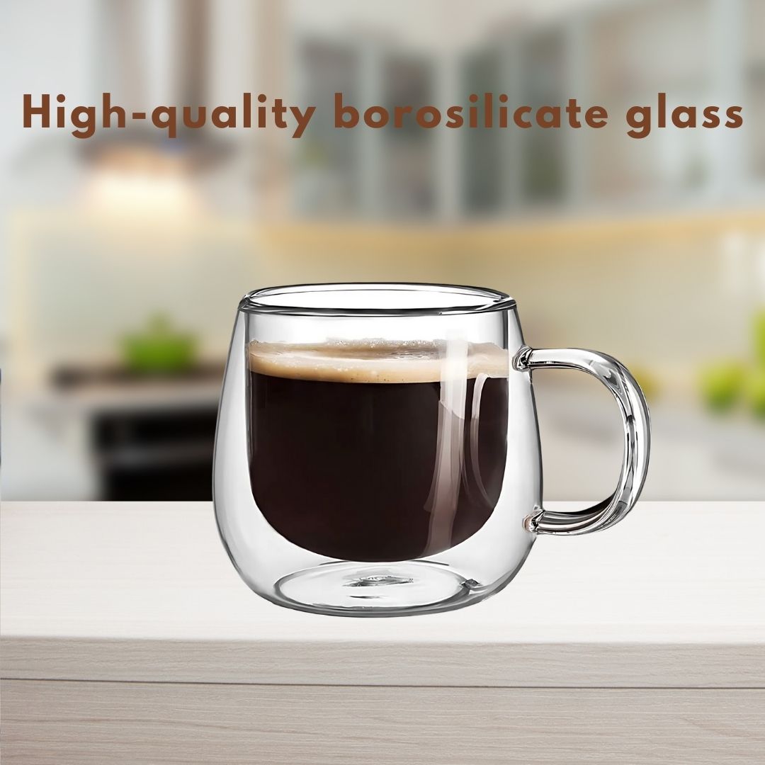 Insulated Coffee Mug Set – Double Wall Glass Design