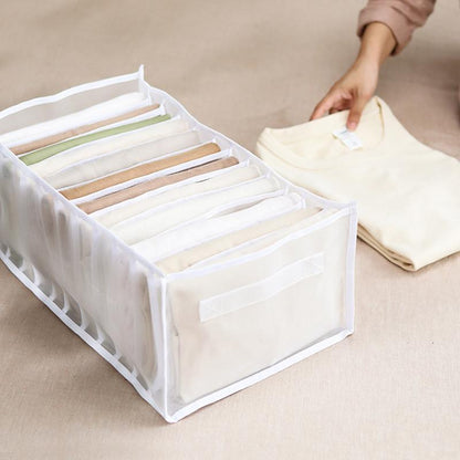 Clothes Organizer with 7-Grid Mesh Dividers for Wardrobe