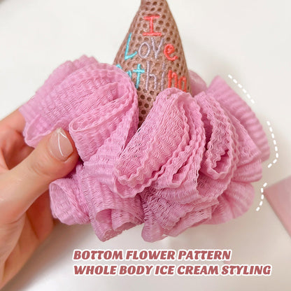 Cute Ice Cream Bath Scrub Towel Ball