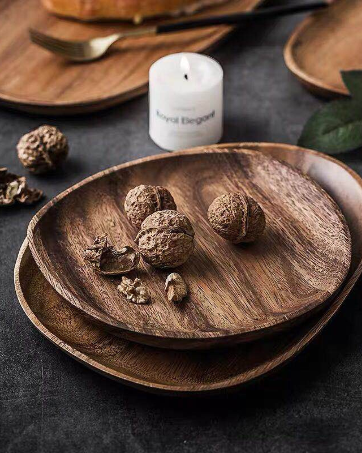 Rustic Wooden Platter Set – Natural Serving Tray for Kitchen Decor