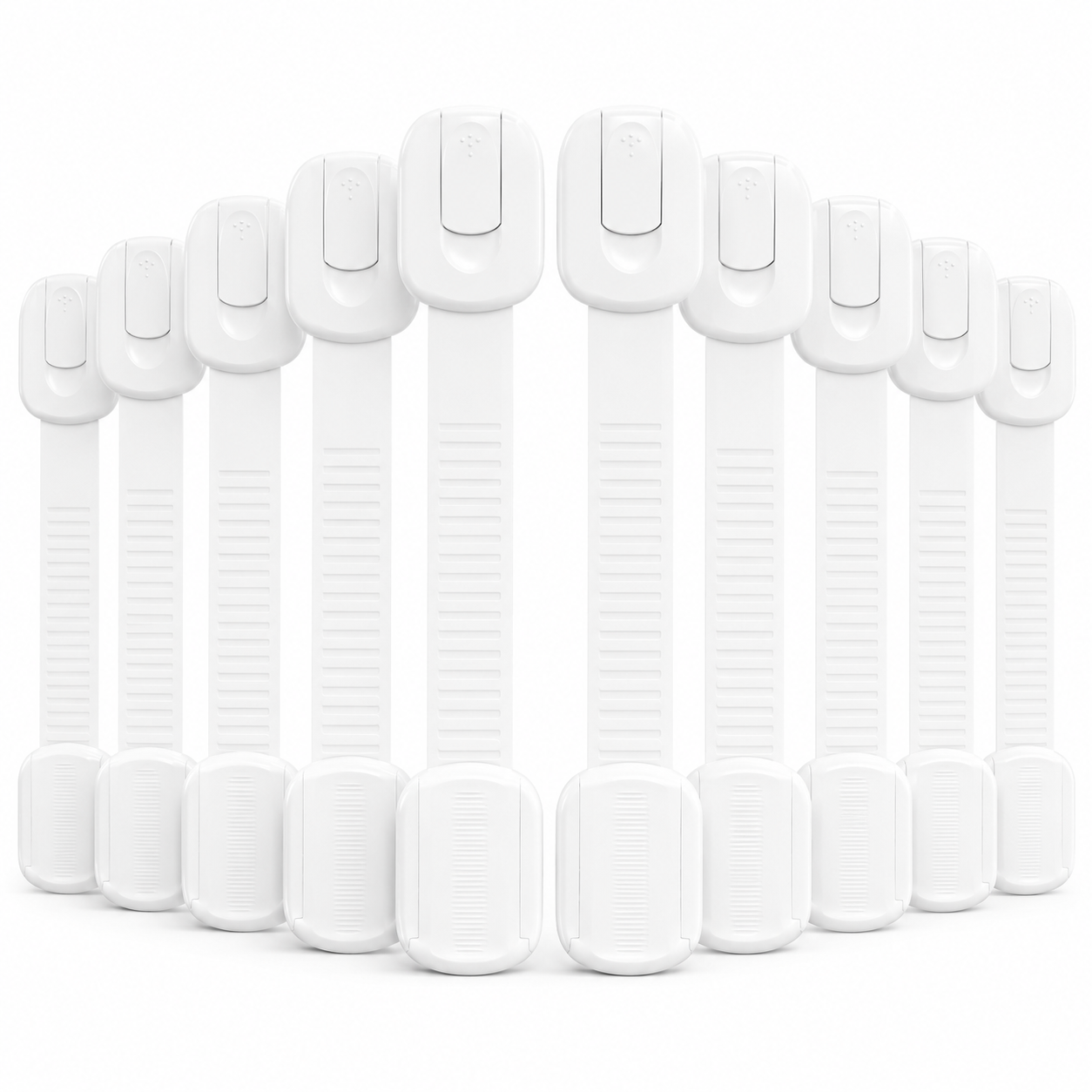 Child Safety Cabinet Locks Set of 10 with Adhesive Straps