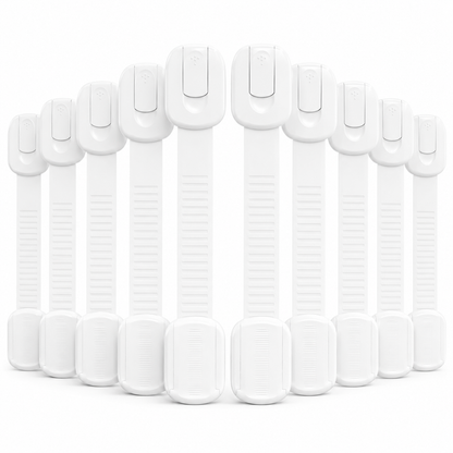 Child Safety Cabinet Locks Set of 10 with Adhesive Straps
