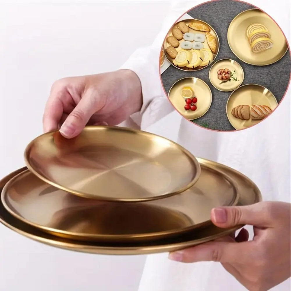 Elegant Gold-Finish Stainless Steel Serving Platters
