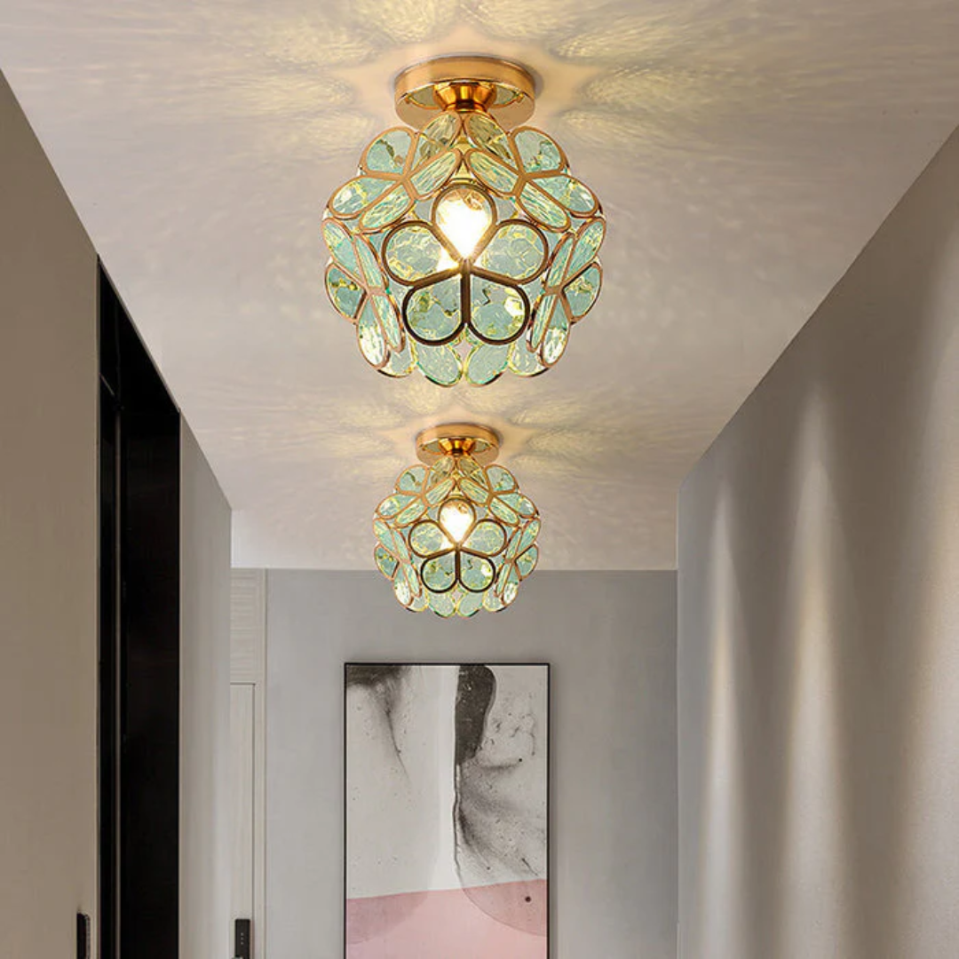Modern Floral Glass Ceiling Light - Flush Mount Design