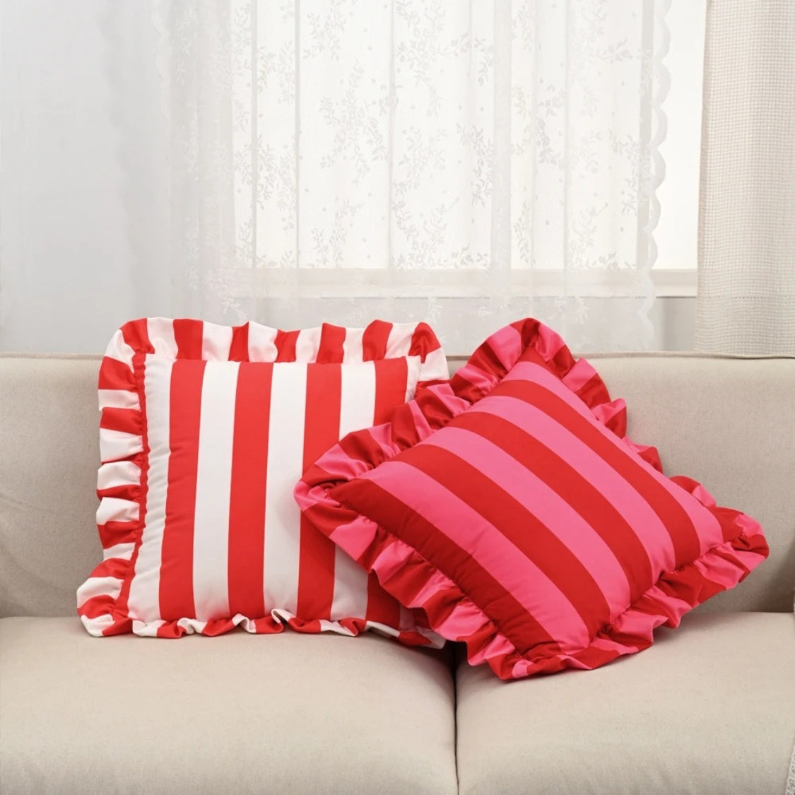 Chic Striped Ruffle Pillow Cover for Elegant Spaces