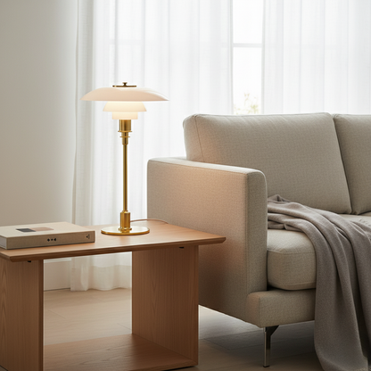 Minimalist Glass Shade Table Lamp for Scandinavian Style Bedroom