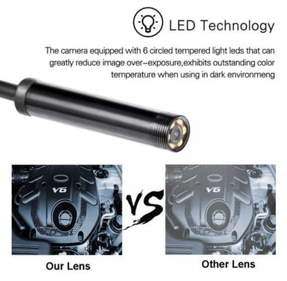 Versatile Inspection Camera for Smartphone & PC | 7mm Probe, Waterproof IP67 | 6 Adjustable LEDs | 720p HD | Cable Lengths 1m - 10m