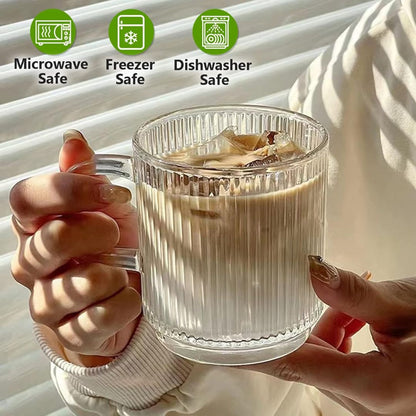 Set of 6 Glass Coffee Cups with Handles