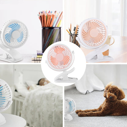 360° Rotating Battery-Powered USB Clamp Fan – Portable Design